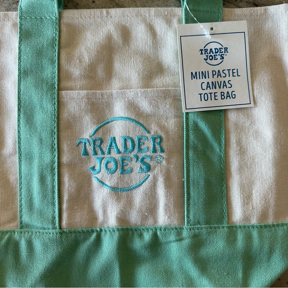 Small 2026 Trader Joe's Canvas Tote in Mint - Picture 3 of 4